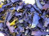 1 oz Dried All Natural Blue Lotus Pure Petals and Stamens, Nymphaea caerulea, Deep Purple Thai for Sale from Schmerbals Herbals