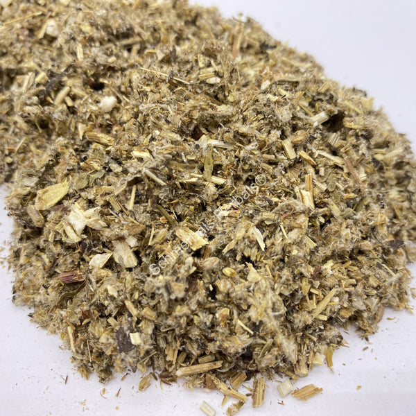 Dried  Mugwort, cut and sifted, Artemisia vulgaris ~ for sale from Schmerbals Herbals